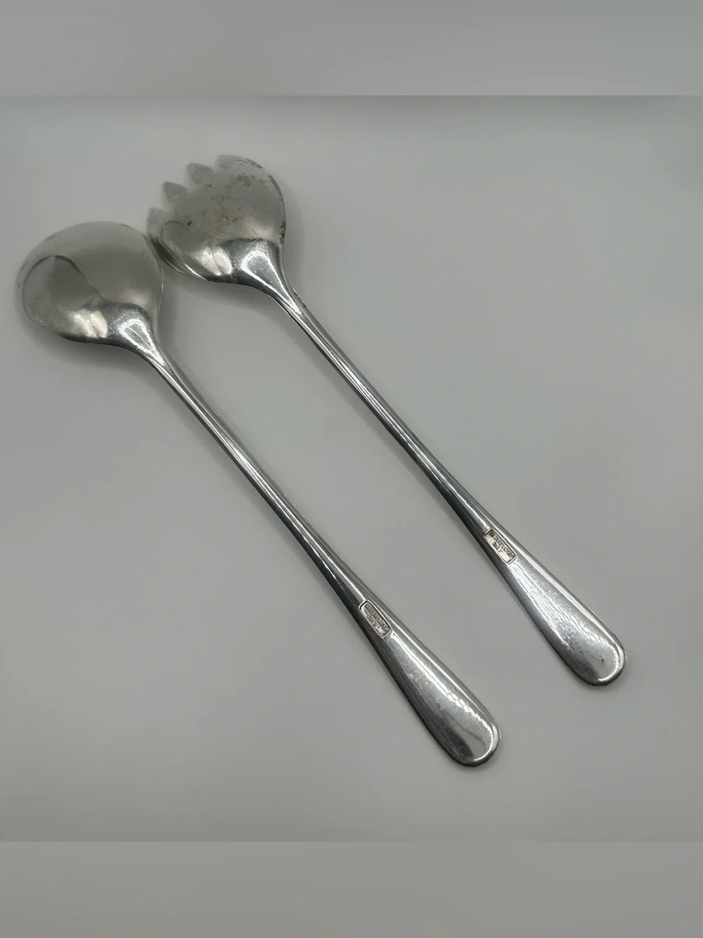 Salad Servers Fork Spoon Silver Plated Utensils Italy 9
